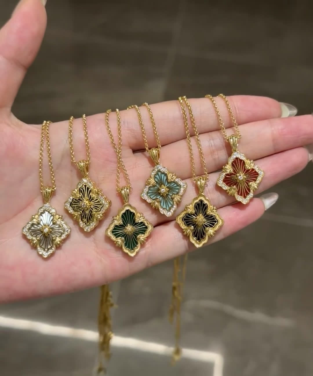 Van Cleef & Arpels Alhambra Gold Enamel Pendant Necklace